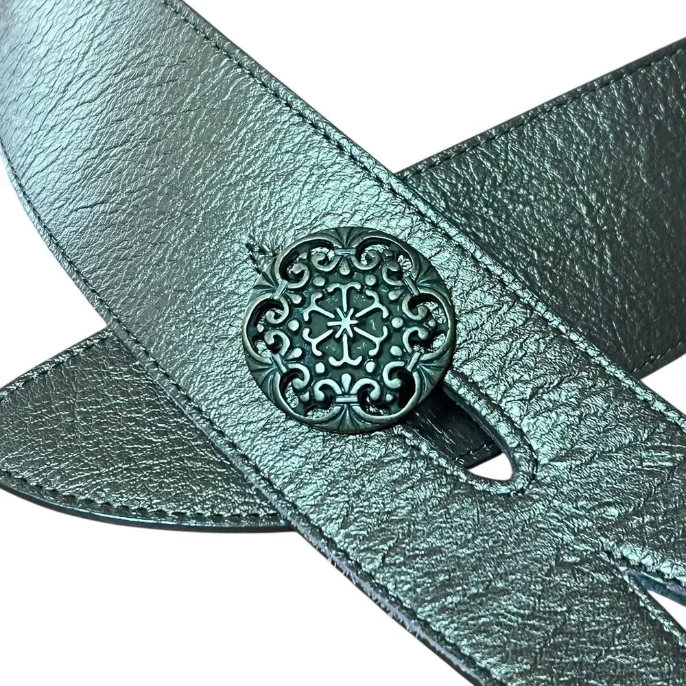 J. Jill Genuine Leather Belt Women's Sm Bronze Wide Hip Boho Waist Cinch Western